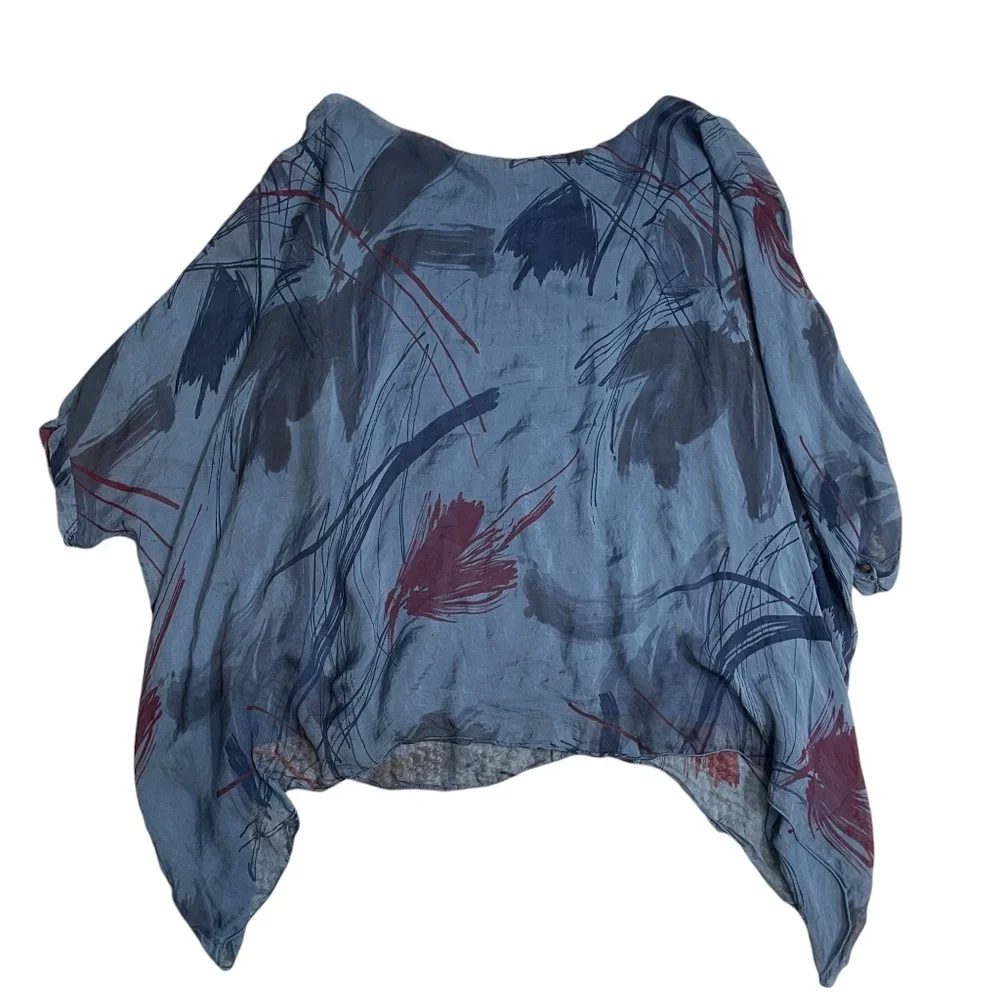 Marina Gigli Italy Large Blue 100% Silk Lined Tank (small hole in collar)‎ - Picture 6 of 7